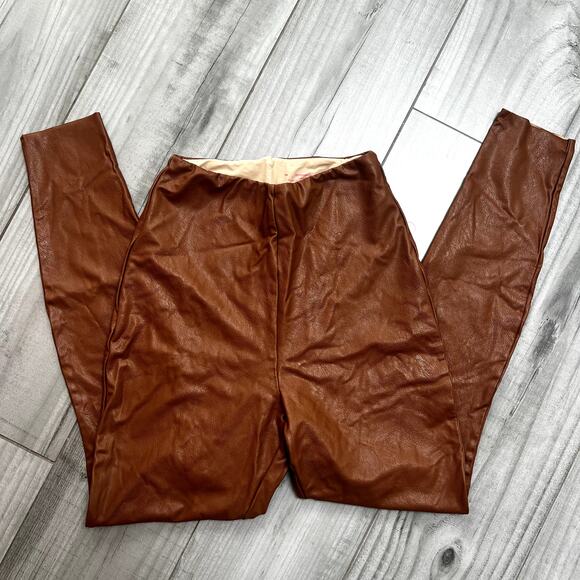 Commando Control Faux Leather Leggings Shape-wear Tummy Control Tan Camel 1X - Picture 3 of 4